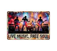 Letreros De Metal Música En Free Soul Pub Club Music Studio Rock Roll Artística Placas De Pared Vintage Placa De Decoración De La Casa para Sala De Juegos Pub Karaokes 30X20Cm