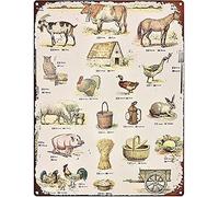 Letreros de metal para decoración de pared Cavallini La Ferme The Farm, Cavallini Letrero de metal personalizado para exteriores de 8 x 12 pulgadas