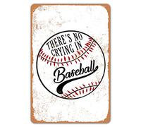 Letreros de metal para decoración de pared de béisbol, con texto en inglés "There's No Crying In Baseball", decoración deportiva para dormitorio de niños, decoración de habitación vintage, 40,6 x 30,5