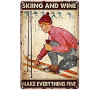Letreros de metal para esquiar y beber, para esquiar y vino, hacer todo bien, carteles de estación de esquí, placa retro, decoración para el hogar, habitación, club, decoración de pared de invierno, 1