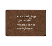 Letreros de metal para exteriores de 8 x 12 pulgadas con la frase «You Will Surely Forget Your Trouble» para exteriores, entrada, cocina, decoración del hogar, placas de metal para sala de estar