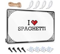 Letreros de metal para la cueva del hombre con texto en inglés "I Love Spaghetti Tin Sign For Man Cave I Love Spaguetis" para decoración de pared (color: color, tamaño: 20 x 30 cm)