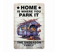 Letreros De Metal para Pared Halloween Pumpkin Skull RV Home Es Donde Lo Estacionas Camping Welcome Campsite Artística Placas De Pared Decorativo Decoración De Lata para Baño Tienda Bar 30X20Cm