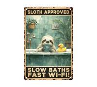 Letreros De Metal para Pared Perezoso Baños Lentos Wi-Fi Rápido Inodoro Animal Divertidos Carteles De Metal Retro Placa De Metal Pared Arte para Sala De Estar Hogar Inodoro 30X20Cm