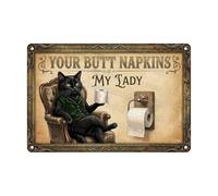 Letreros De Metal para Pared Servilletas De Tu Trasero De Gato, Mi Señora Gracioso Carteles Letrero Metalicos Clásico Placa De Pared Póster para Hogar Película Tienda Garaje 30X20Cm