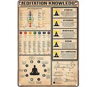 Letreros de metal para yoga, estilo vintage, conocimiento de meditación, chakras y posturas de yoga, impresión artística, póster para practicar yoga desde el hogar, yoga, estudio, decoración de cervez