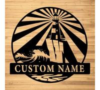 Letreros de metal personalizados para pared de faro, letreros de nombre para amantes del faro, letreros de luz LED, letreros de 10 a 24 pulgadas