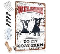 Letreros de metal retro con texto en inglés "Welcome To My Goat Farm", letreros de metal divertidos para decoración pequeña (30 x 40 cm)