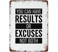 Letreros de metal retro con texto en inglés "You Can Have Results or ExcusesBoth Print Fitness Poster Gym Wall Art Vintage Tin Sign para el hogar, cafeterías, oficina, club, decoración de pared, placa