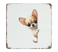 Letreros de metal rústicos con diseño de perro chihuahua, decoración del hogar, letreros de aluminio para cabaña exterior, porche, adorable póster artístico para mascotas, regalo para valla, 12 x 12