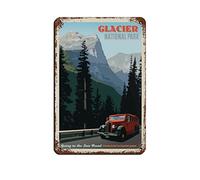 Letreros de metal vintage con texto en inglés "Glacier Going To The Sun Road" para viajes, decoración de pared para cafetería, bar, pub, hogar, 30 x 40 cm
