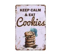 Letreros de metal vintage con texto en inglés "Keep Calm Eat Tark Cute Kitchen Decor Chocolate, Vintage Garden Dining Room Bathroom Plaque" con temática retro para restaurante, cafetería, 8 x 12