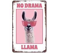 Letreros de metal vintage con texto en inglés "No Drama Llama", cartel de estaño, divertido póster decorativo de pared para el hogar, bar, club, cafetería, oficina, cocina, baño, 8 x 12 pulgadas