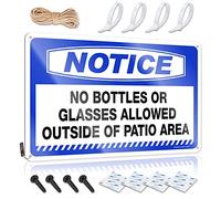 Letreros de metal vintage con texto en inglés "Notice No Bottles Or Glasses Allowed Outside Of Tin Sign" - Letrero de estaño para exteriores (20 x 30 cm)