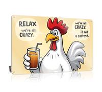 Letreros de metal vintage con texto en inglés «Relax, we are all crazy. It'S Not A Contest». Letrero de estaño divertido para habitación (20 x 30 cm)