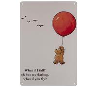 Letreros de metal vintage con texto en inglés "What If I Fall?" "Oh But My Darling What If You Fly", decoración del hogar, oficina, dormitorio, sala de estar, cafetería, bar, tamaño 8 x 12 pulgadas