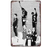Letreros de metal vintage - Historia afroamericana negra de derechos civiles, cartel de estaño de medallistas olímpicos de la Ciudad de México 1968, póster decorativo para pared, placa decorativa de 8