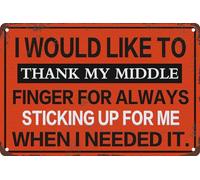 Letreros de metal vintage para decoración de pared del hogar I would like to thank my midle finger for always stick up for me when I need it 12 x 8 pulgadas
