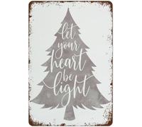 Letreros de Navidad con texto en inglés "Let Your Heart Be Light" para decoración de pared, póster de metal para habitación, 8 x 12 pulgadas
