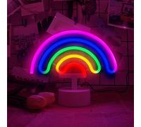 Letreros de neón arcoíris con base de soporte, luz de neón alimentada por USB o 3 pilas AA, decoración de mesa LED, decoración de pared de dormitorio, regalo de cumpleaños, suministros de boda, regalo