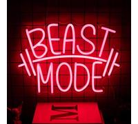 Letreros de neón con forma de bestia para decoración de pared, letras rojas, gimnasio, barra de luces LED de neón, mancuernas para dormitorio, gimnasio, sala de deportes, decoración de club de fitness