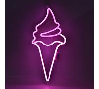 Letreros de Neón de Helado, Luz de Letrero LED de Luz de Neón con Control Remoto para Decoración de Fiestas USB o con Pilas(Rosado)