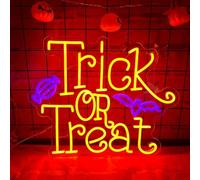 Letreros de neón de truco o trato, luces de neón de Halloween para decoración de pared, letreros LED de murciélago para ventana, porche, puerta delantera, decoraciones de Halloween, decoración de