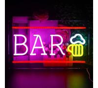 Letreros de neón para bar, cóctel, Papá Noel, letrero de neón rosa y azul, luz LED de neón para bar, club, salón, tienda, cafetería, letrero abierto, decoración de fiesta de Navidad (bar)