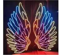 Letreros de neón para Colgar Lámpara de neón con alas ángel Que CREA un Ambiente Relajante y Funciona Luces Brillo Ajustable(C,32cmx75cm)