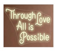 Letreros de neón para Colgar Letrero Luminoso de neón A través del Amor Todo es Posible, para decoración Habitaciones, Fiestas 40 x 30 cm(A)