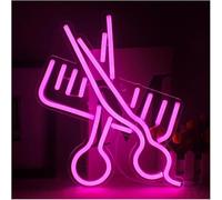 Letreros de neón para Colgar para lámpara de neón préstamo Palabras Tijeras para Letrero para barbería(Azul)