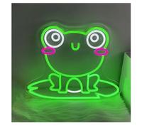 Letreros de neón para Colgar para Letrero de neón para Rana sentada sobre una Hoja Loto, Adecuado para jardinería