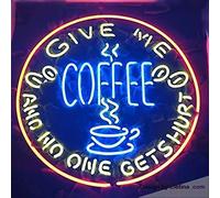 Letreros de neón para decoración de pared, bar de cerveza, New inin, Give Me Coffee And No One Gets Hurt, bar, pub, cerveza, luces, lámpara LED, tubo de neón, PVC, 14 x 17 pulgadas