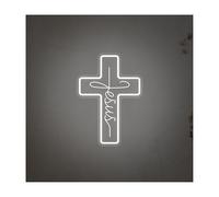 Letreros de neón para decoración de pared, luces de neón para decoración de dormitorio, decoración de habitación, regalos cristianos, cruz iluminada de Jesús