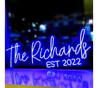 Letreros de neón personalizados, LED señales luminosas para decoración de pared, dormitorio, boda, regalo de cumpleaños, fiesta, bar (Texto de 2 línea, 76cm)
