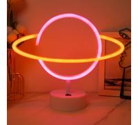 Letreros de Neón Planet, Letrero de Luz de Neón LED Planet, Letreros de Luz LED Alimentados por Batería/USB, Luz Nocturna de Dormitorio Letreros de Neón con Base Letreros de Luz de Neón Iluminan