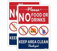 Letreros de "No Food or Drink, Keep Area Clean" | 10 x 7 pulgadas No Food or Drinks Allowed Signs de aluminio inoxidable sin alimentos, resistente a la intemperie, fácil de instalar, uso en interiores