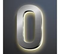 Letreros de Número de Casa LED Flotantes Retroiluminados Plata Cepillada Letreros de Dirección Placa Iluminada Exterior/interior Moderno Resistente a Intemperie Y Resistente a Corrosión Día Y Noche
