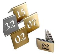 Letreros de números de mesa, de acero inoxidable, estilo tienda de campaña, números de mesa del 1 al 50 para restaurante, número de mesa apilable, visualización de números de mesa de restaurante