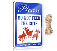 Letreros de pared colgantes con texto en inglés "Please Don'T Feed the Goats, No Matter What They Say It" (15 x 28 cm)