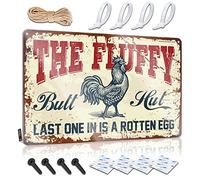 Letreros de pared con texto en inglés "Chicken Coop The Fluffy Butt Hut Last One In Is A Rotten Egg" para habitación de niños, letreros divertidos para el bar del hogar (20 x 30 cm)