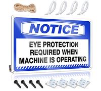 Letreros de pared con texto en inglés "Notice Eye Protection Required When Machine Is Work", letrero de estaño para habitación de niños, letreros divertidos para el bar del hogar (20 x 30 cm)