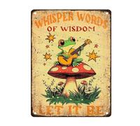 Letreros De Pared De Estaño Palabras De Sabiduría De Frog Whisper Let It Be Mushroom Hippie Citas Inspiradoras Interior Carteles De Metal Divertidas Decoración De Pared para Gimnasio 30X20Cm
