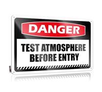 Letreros de pared divertidos con texto en inglés "Danger Test Atmosphere Before Entry" (30 x 40 cm)