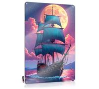 Letreros de pared para regalo de inauguración de la casa, diseño de vela de luna llena: un accesorio mágico de viaje nocturno, increíble decoración de estilo retro para las tierras altas (20 x 30 cm)