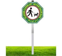 Letreros de perro «Clean Up After Your Dog» para patio, letrero reflectante de 25,4 x 25,4 cm con estaca de 28 pulgadas de largo, metal de aluminio duradero, libre de óxido y clima