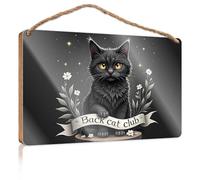 Letreros de porche de otoño con texto en inglés «Join The Enchanted Back Cat Club» Under The Stars, cartel divertido para decoración de habitación (23 x 35 cm)