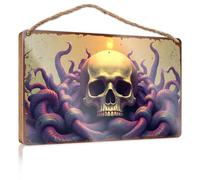 Letreros de primavera para porche delantero, calavera dorada entrelazada con cadenas de serpiente: una obra de arte mística, letrero decorativo para colgar (20 x 30 cm)