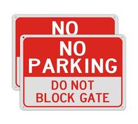 Letreros de puerta con texto en inglés "No Parking Do Not Block Gate", de 35 x 25 cm, reflectante, de aluminio, con protección UV, impermeable, duradero, fácil de instalar, uso al aire libre, paquete