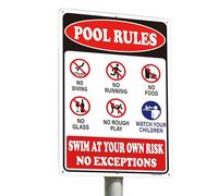 Letreros de reglas de piscina para exteriores, placa decorativa de aluminio de 8 x 12 pulgadas, decoración de piscina al aire libre, para playa, natación, exterior, patio, terraza, puerta, casa